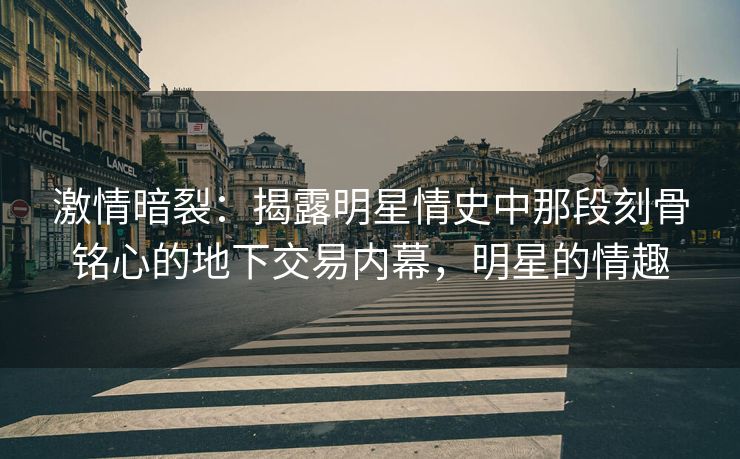 激情暗裂：揭露明星情史中那段刻骨铭心的地下交易内幕，明星的情趣